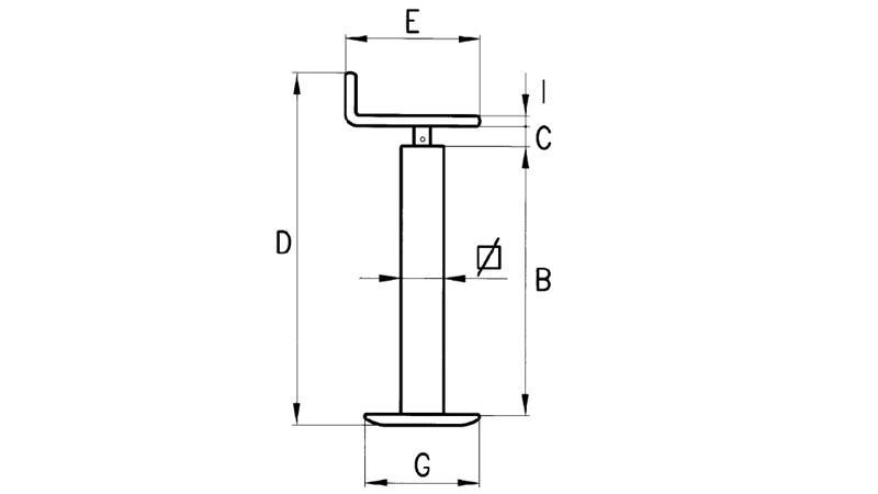 NAVOJNA PODPORNA NOGA (VIŠINA 630mm - HOD 255mm) - 300KG