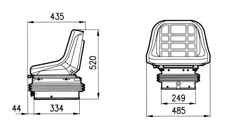 SEDEŽ Z PNEVMATSKIM VZMETENJEM IN VODILI TIP GT50