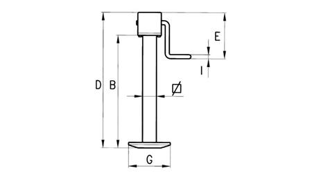 NAVOJNA PODPORNA NOGA S STRANSKO ROČICO     1200 kg  