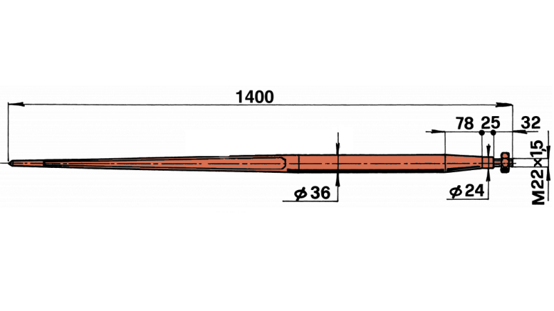 ŠPICA ZA BALE 36x1400mm AMK 
