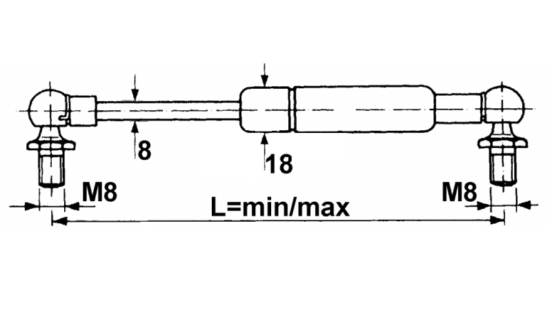 PLINSKI AMORTIZER     Lmin 285 Lmax 485 F200  