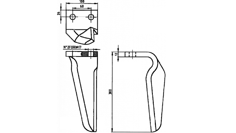 NOŽ ZA VRTAVKASTO BRANO MASCHIO DESNI 100x12mm (5kom)
