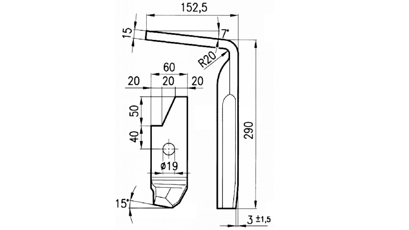NOŽ ZA VRTAVKASTO BRANO AMAZONE DESNI 